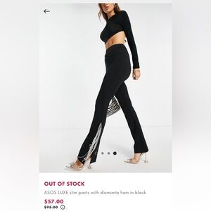 ASOS LUXE slim pants with diamante hem in black